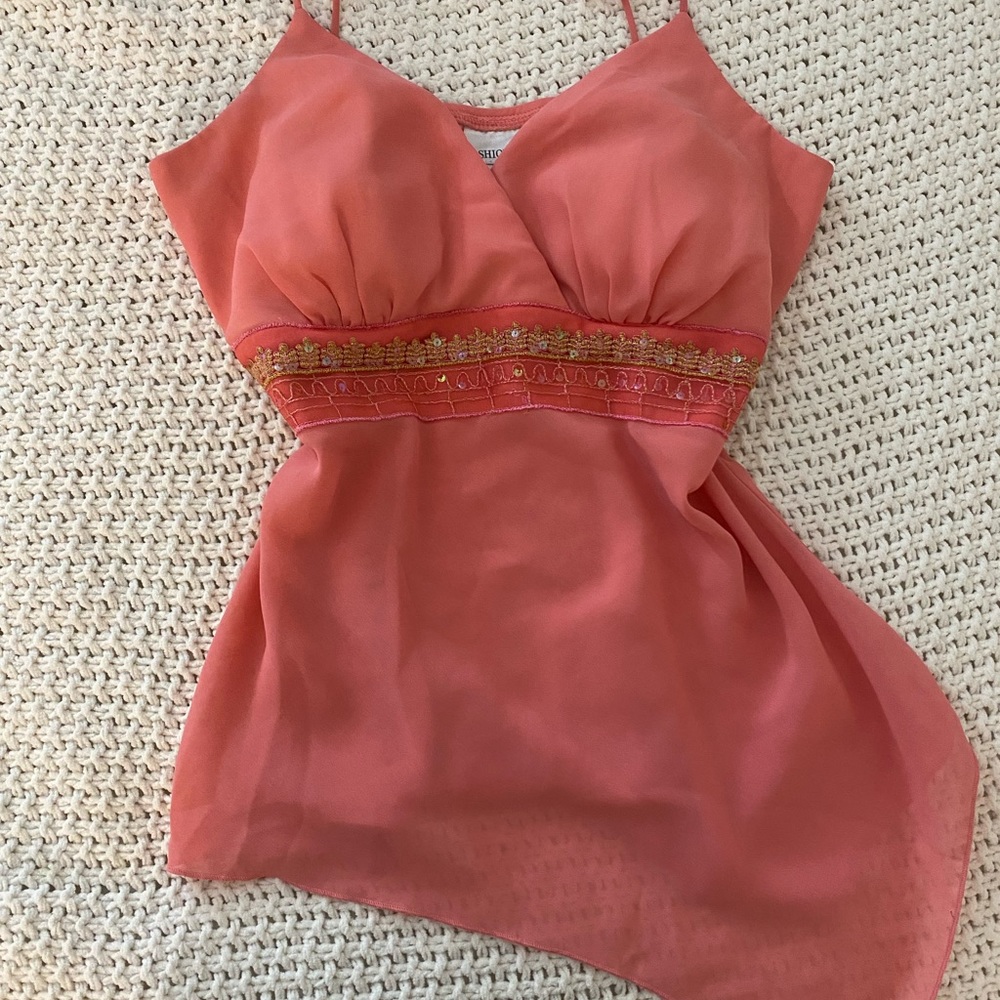 vintage, y2k pink sequin top